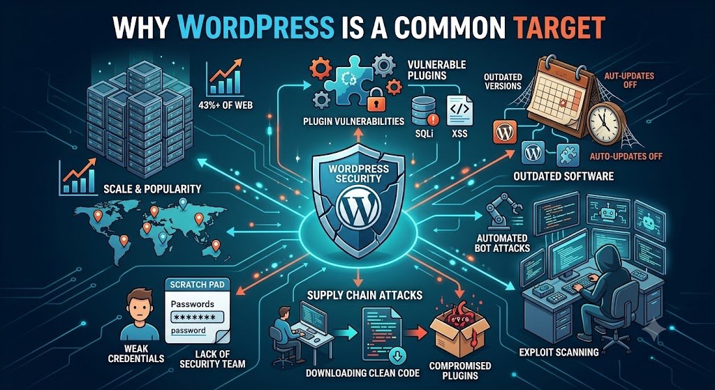 Why WordPress Is Such a Common Target It's targeted because of scale.