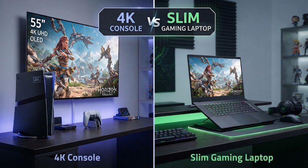A slim gaming laptop is designed for people who want gaming performance in a portable computer.