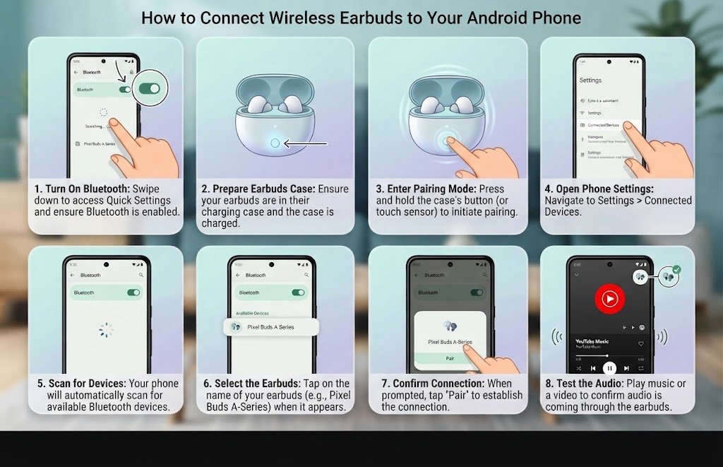 Best Wireless Earbuds for Android: Ultimate Guide to Features, Comfort & Buying Tips how to connect wireless earbuds to an android phone