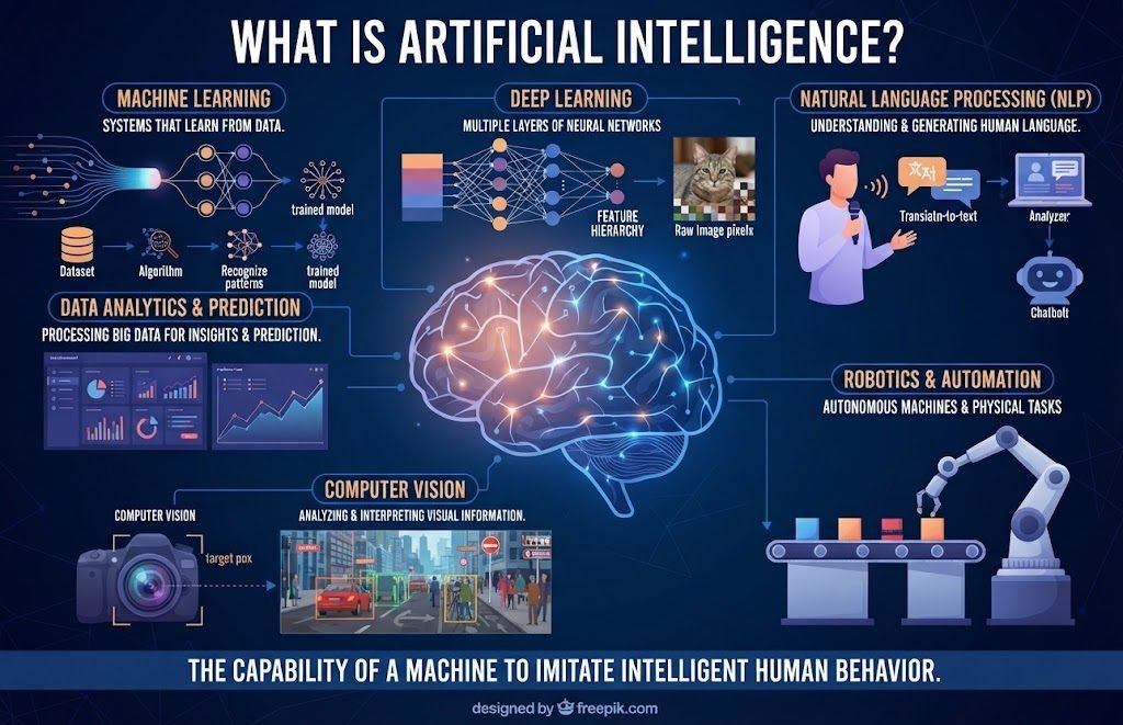 Artificial Intelligence (AI): Complete Guide to How It Works, Uses & Benefits Artificial Intelligence (AI): Complete Guide to How It Works, Uses & Benefits