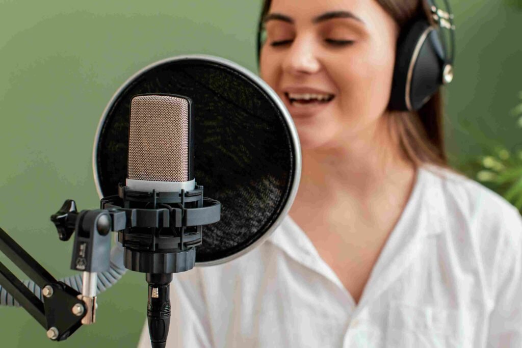 Best Wireless Earbuds for Android: Ultimate Guide to Features, Comfort & Buying Tips front view female musician singing into microphone